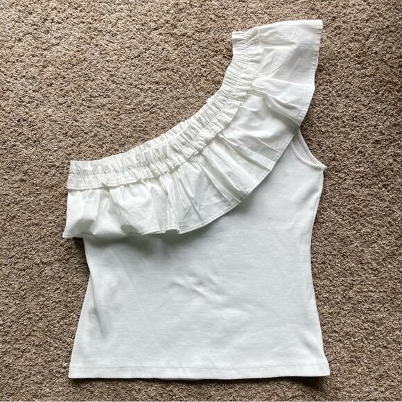 NWT New Anthropologie Porridge One Shoulder Ruffle Top Size SP - Picture 6 of 6